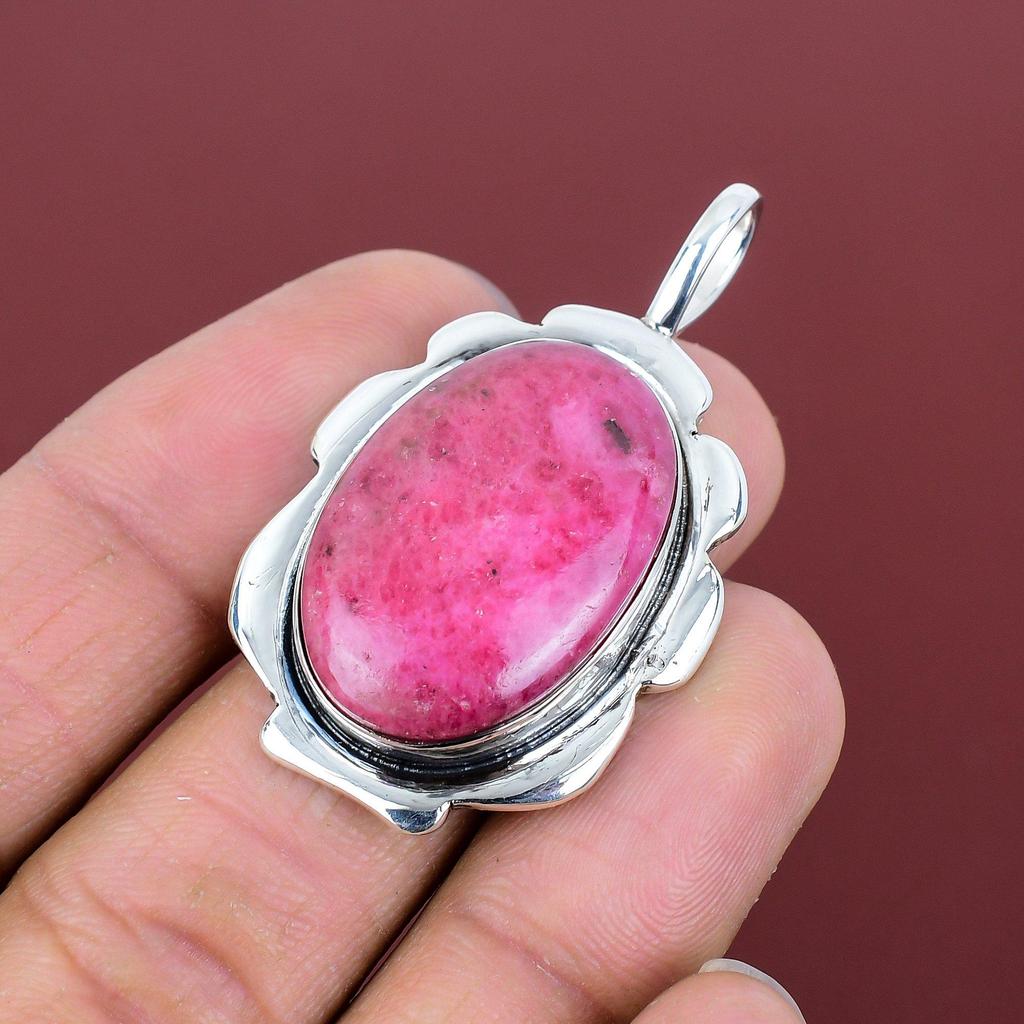 Rhodonite pendant 925 sterling silver pendant gemstone jewelry handmade unique pendant statement pendant gifts for her latest design jewelry