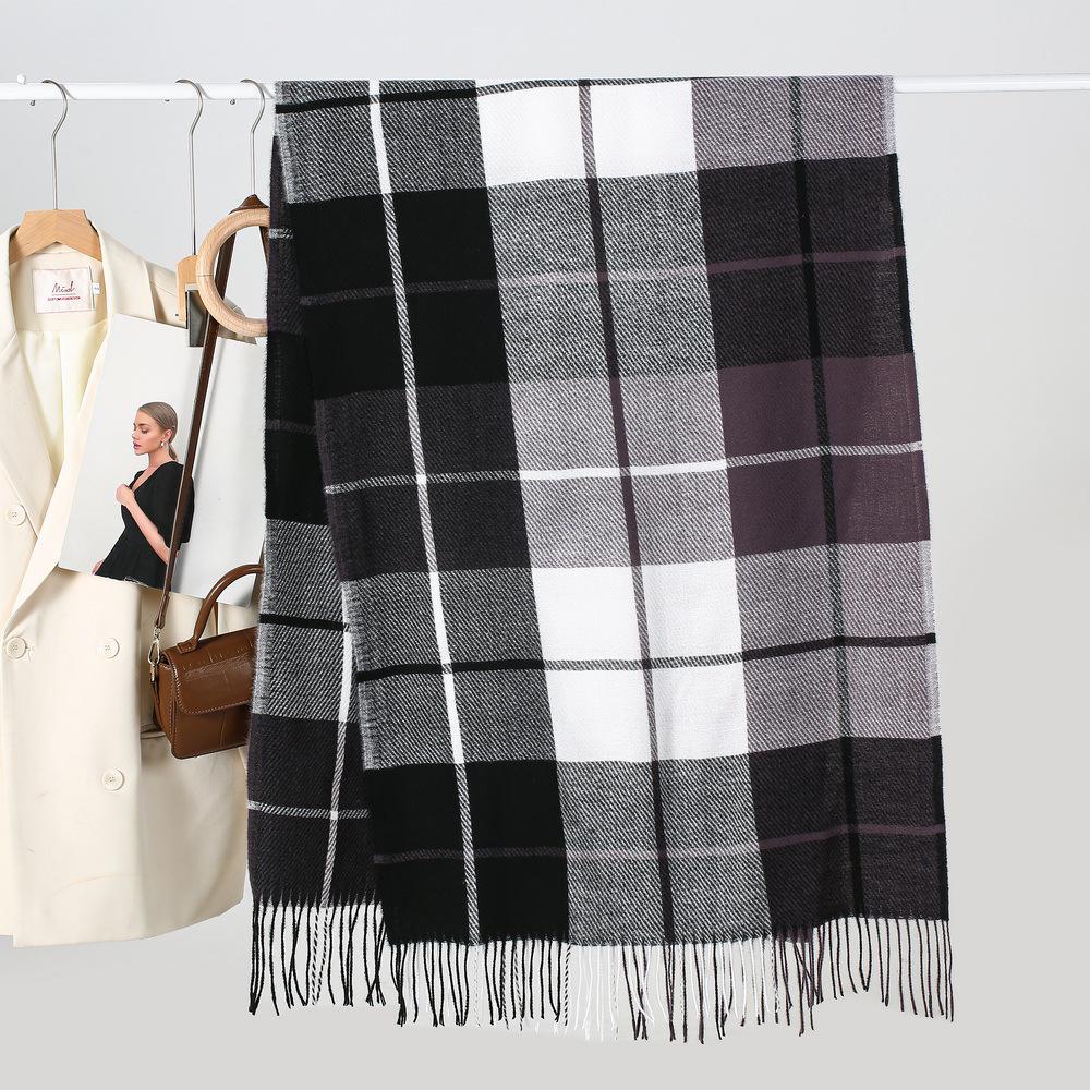 

Классический унисекс снуд-шарф с кисточками в клетку аргайл для осени/зимы 64X180CM