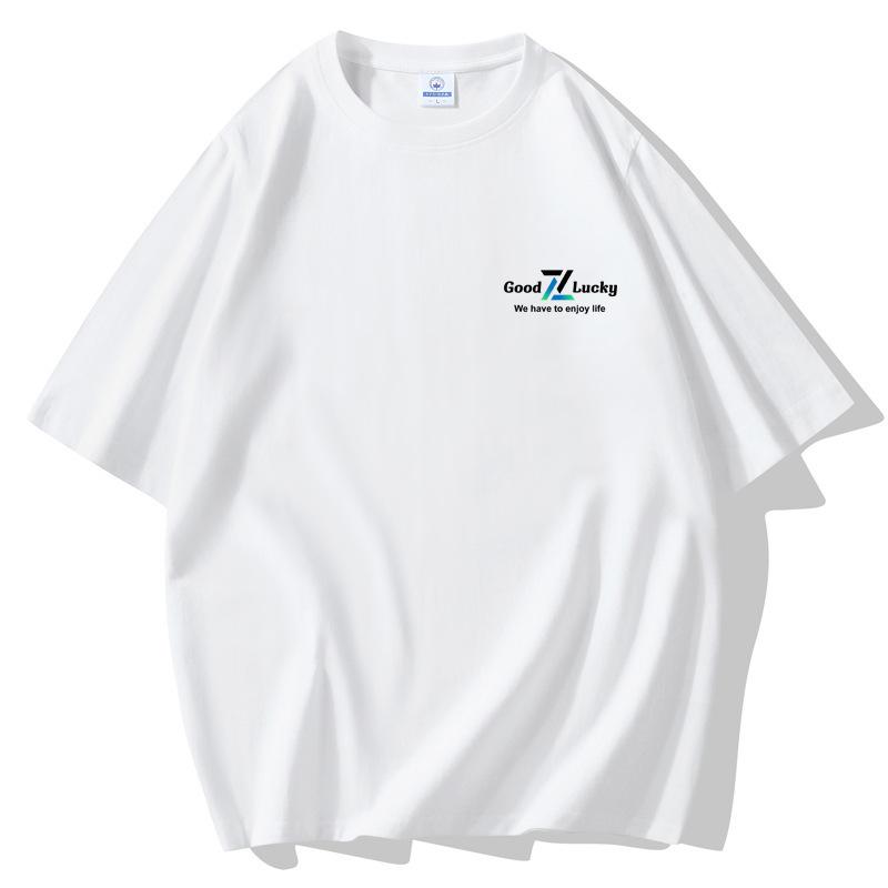 Gutes Glück Lockeres Kurzarm-T-Shirt für Herren 100% Baumwolle Rundhals-Oberteil