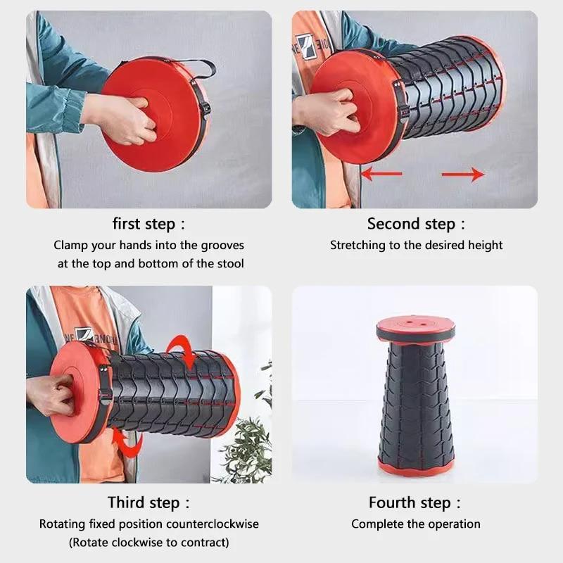 Portable Round Folding Chair Accordion Chair Height Adjustment Simple Tool Elephant Swing Playground Queue Chair