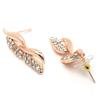 Women American Diamond Studded Intrcately Designed Leaf Shaped Necklace With Earring Jewellery Set For Women and Girl