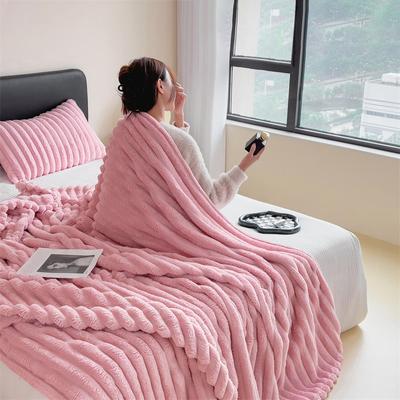 1PC Solid Color Warm Thickened Car Plush Double-Sided Rabbit Fleece Blanket Office Pet Blanket Super-Soft