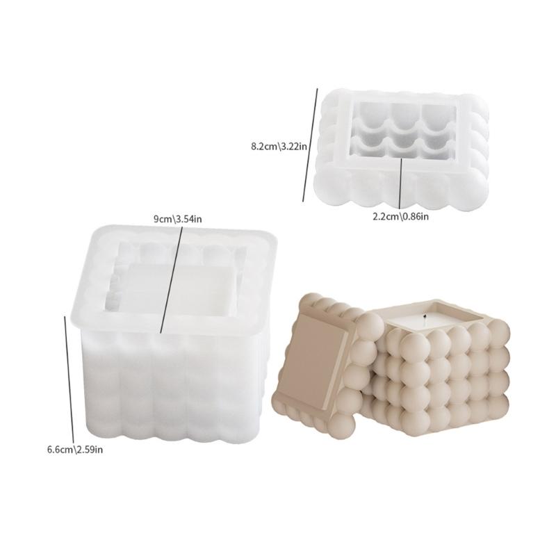 Silicone Storage Jar Mold with Lid Cube Candle Holder Mould Set for Resin Cement Concrete and Plaster Craft Home Decors