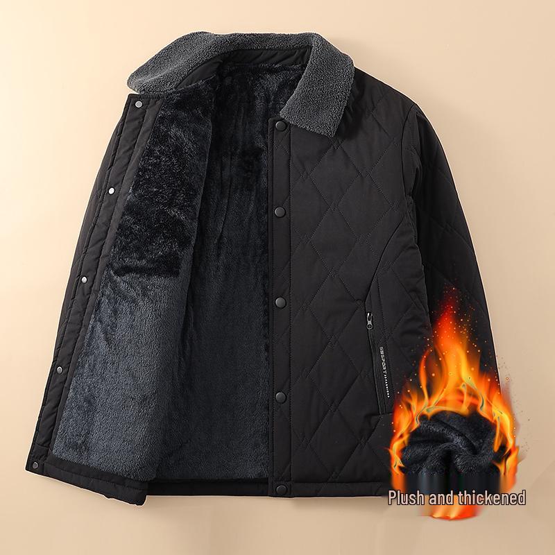 Grandpa's Warm Cotton-Padded Winter Coat - Fleece-Lined Jacket for Middle-Aged & Elderly Men