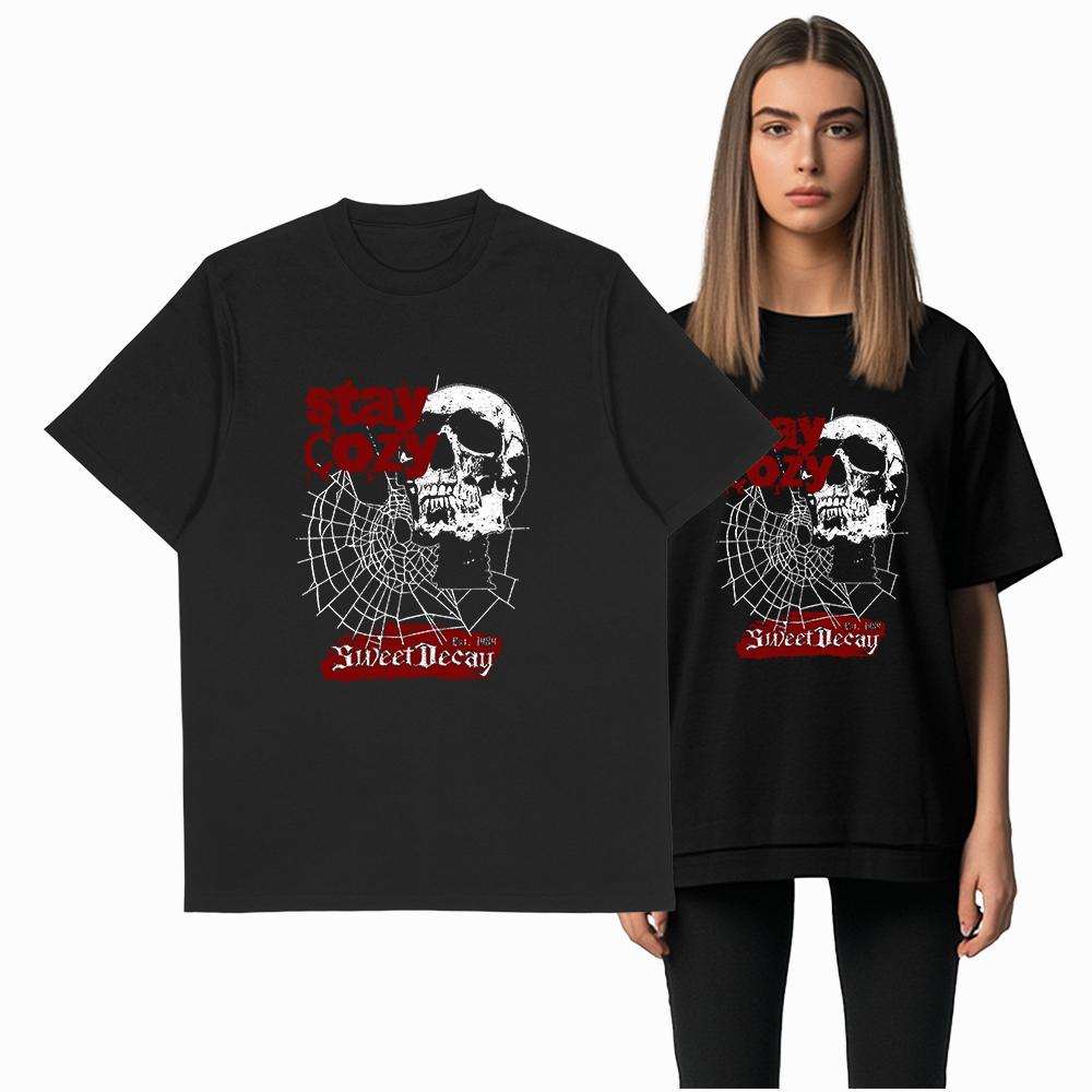 Coolmind U0121-T2 Cool Skull Print Men T Shirt Exclusieve Sukll Graphic Men Tshirt Big Size 100% Cotton Unisex Tee Shirts