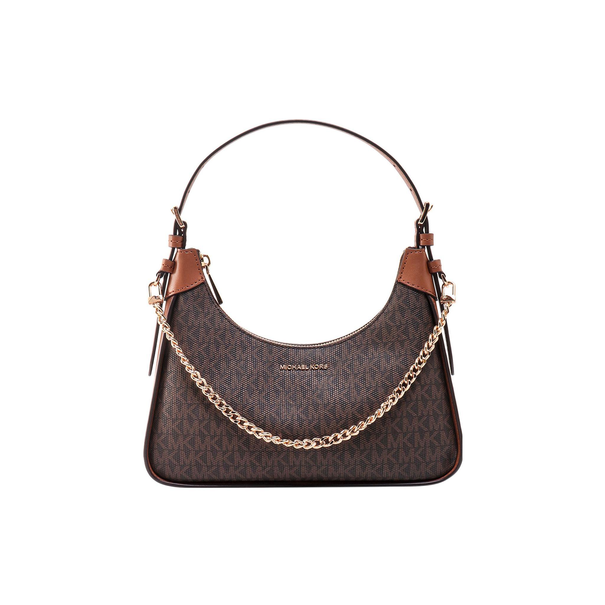 

Новая женская сумка MICHAEL KORS из хлопка и кожи, сумка через плечо, коричневая 32R3G3WN6B-252 26.4*7.1*19.8CM