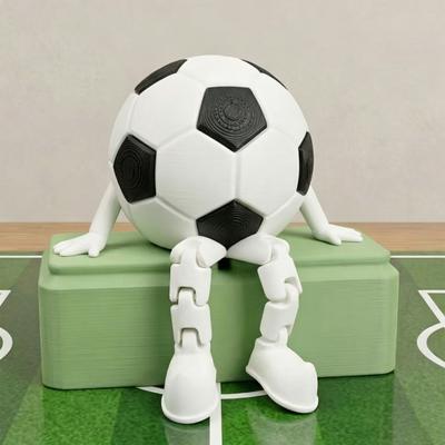 Figurina Amico Pallone da Calcio Stampata in 3D con Gambe Articolate, Oggetto da Collezione Sportiva Decorativo, Decorazione per Scrivania e Scaffale, Pallone da Calcio Bianco e Nero, Regalo Unico