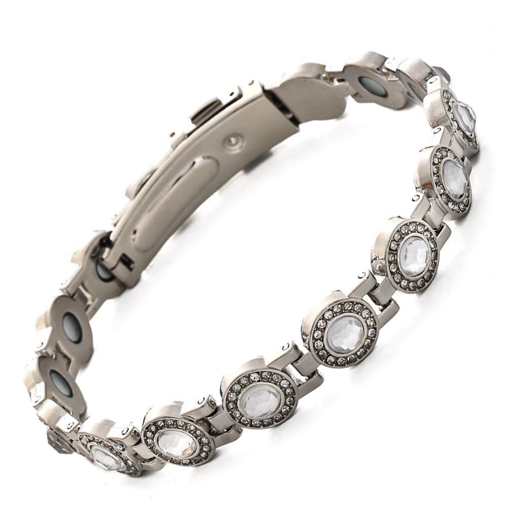Explosive light luxury round full diamond alloy single row clasp magnet bracelet spot fast delivery