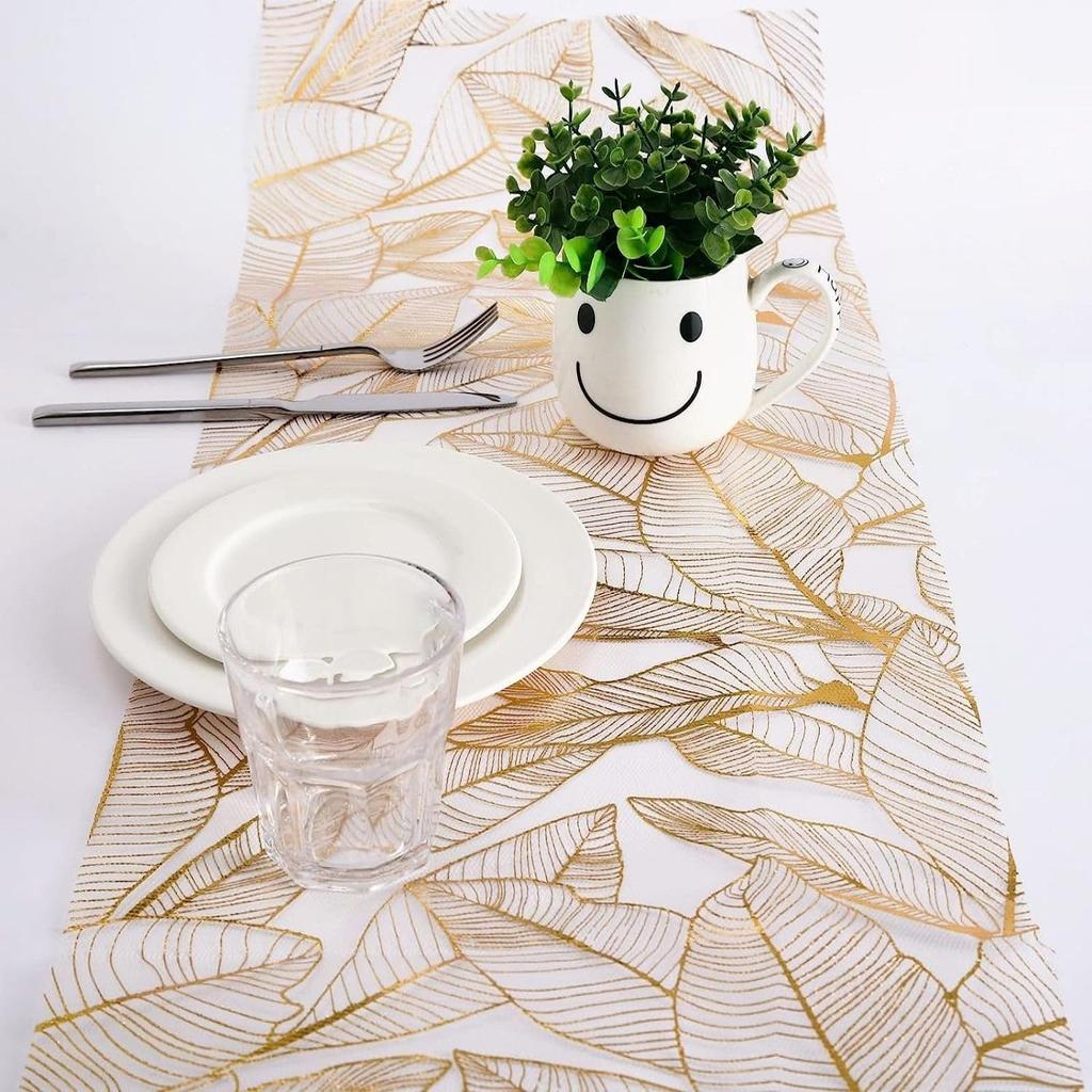Gold Foil Mesh Table Flag For Festive Party Wedding Decoration Luxurious Gold Table Runner Perfect For Home And Event Decor Table Flag