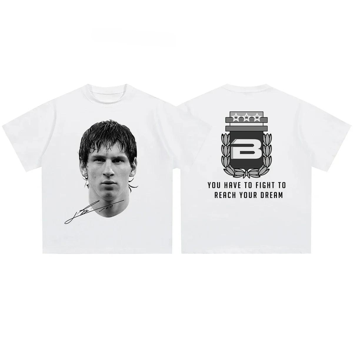 

classic Football Superstar Portrait poster Graphic Print T-Shirt Men Women Cotton Loose Casual Short Sleeves oversized summer new tee XXXL фіолетовий