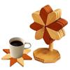 Wooden Trivets for Hot Dishes Decorative Windmill Shape Insulated Trivets Coasters for Cups Bowls Plates Hot Pots Pans