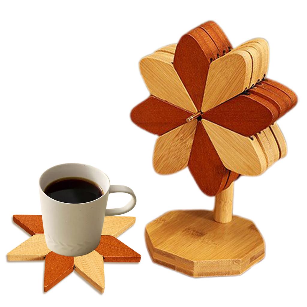Wooden Trivets for Hot Dishes Decorative Windmill Shape Insulated Trivets Coasters for Cups Bowls Plates Hot Pots Pans