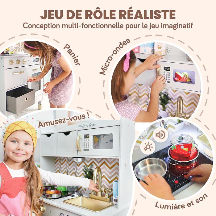Cuisine en bois pour enfants LED et sons, réglable 92-107 cm, 29 accessoires Kinderplay Green (GS0059-1)