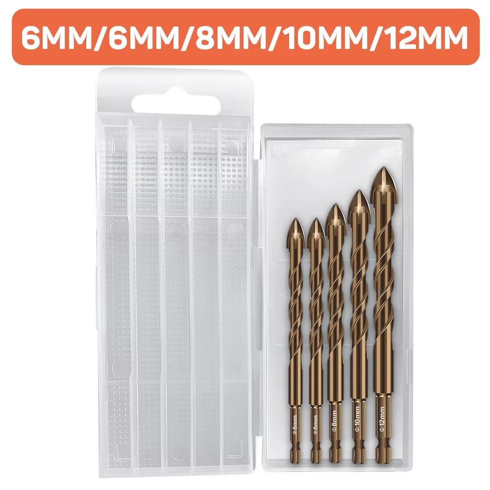 SuSuMu 3-12mm Cross Hex Tile Drill Bits Set for Glass Concrete Ceramic Hole Opener Brick Hard Alloy Triangle Bit Tool Boxed Kit