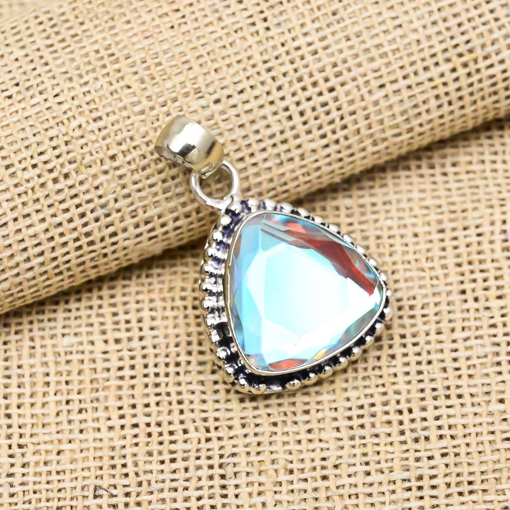 Mystischer Topas Edelstein Handgefertigt 925 Sterling Silber Anhänger Schmuck Für Verlobungsgeschenk