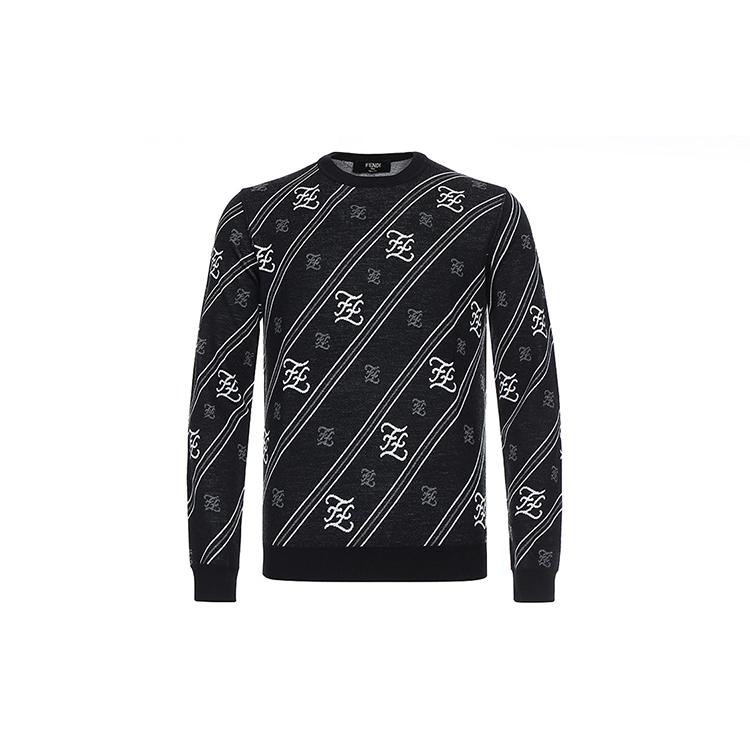 FENDI Sweaters Men's Black Crew Neck Moderate Other FZY033-AAUF-F0QA1