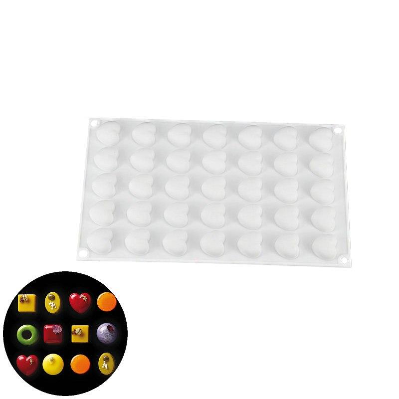 35 Holes Hearts Shape Mousse Mold 3D Cake Silicone Molds for Cake Mousse Dessert Decor Tool