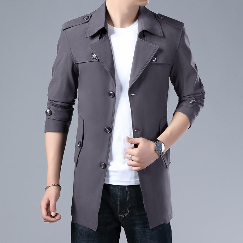 Spring Autumn Men Trench Coats Superior Quality Buttons Male Fashion Outerwear Jackets Windbreaker Plus Size 5XL