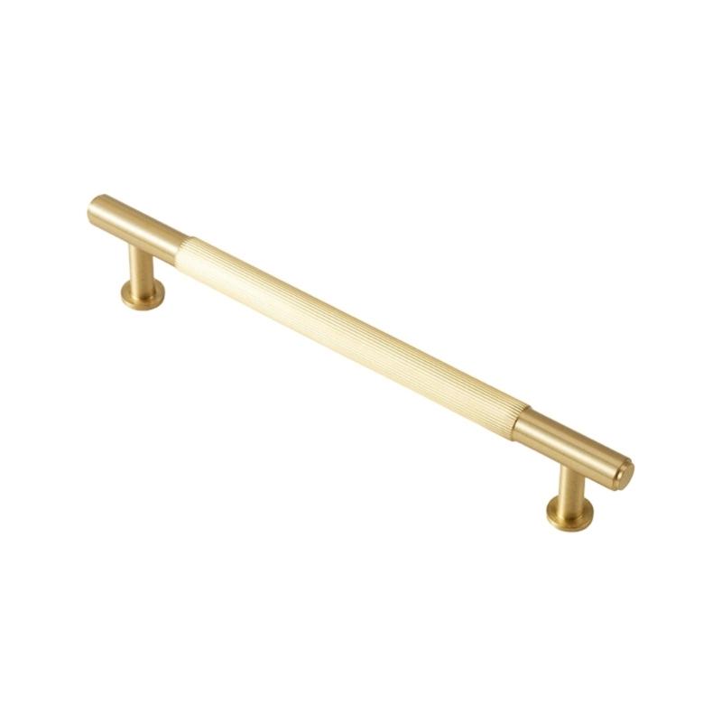 Ribbed Grip Cabinet Pull Handle, Brushed Gold Bar Hardware for Drawer Fronts, Bedside Storage and Cabinet Face