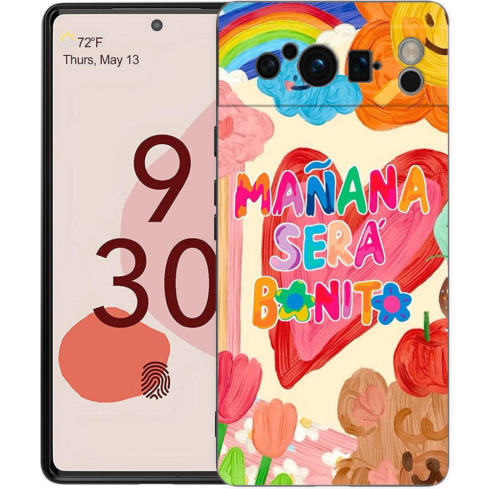 Letter Print Kangaroo Phone Case For Google Pixel 8 7 6 Pro 8A 6A 7A 5G Soft Silicone Shockproof TPU Black Cover Fundas Pixel 6