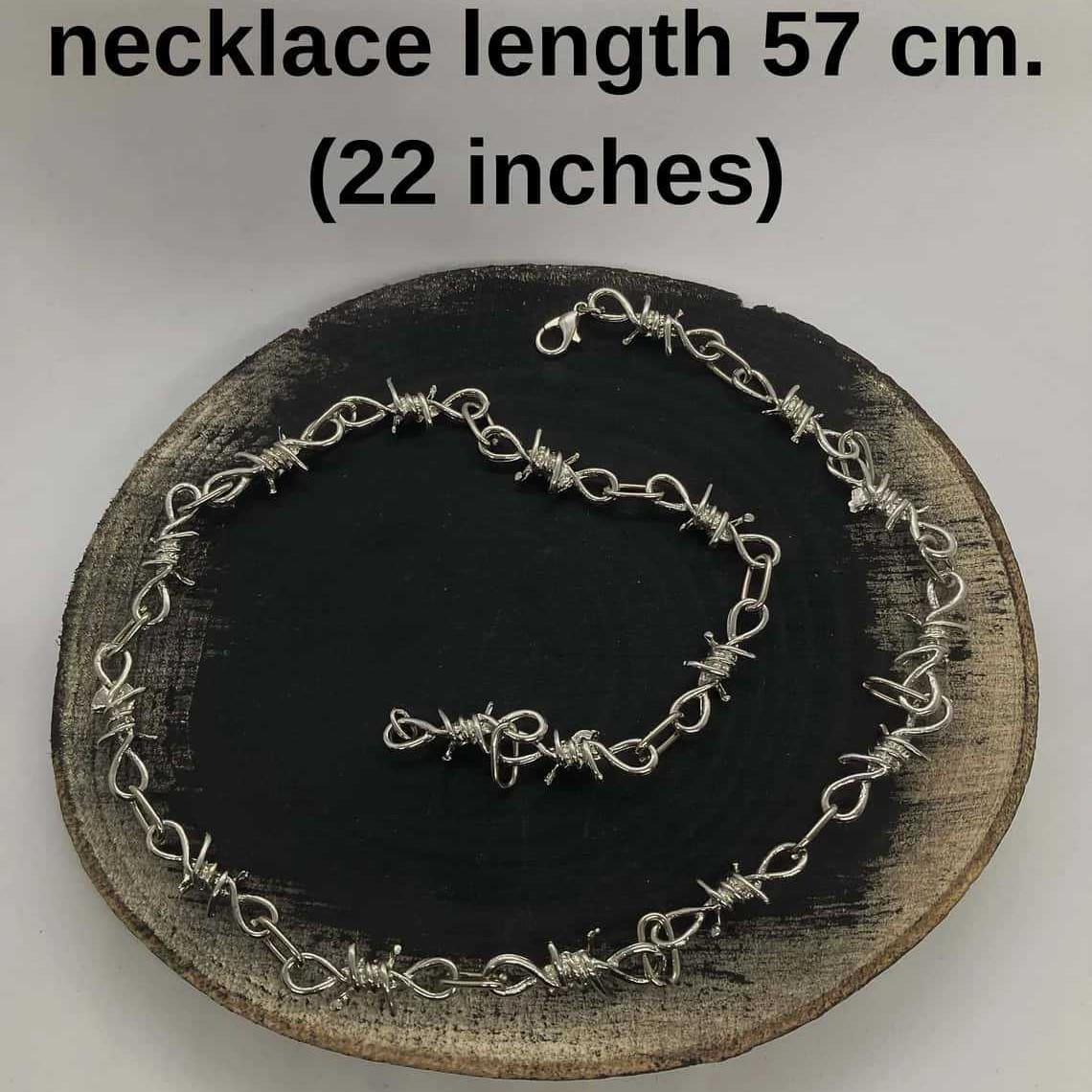 

Y2K Gothic Silver Color Barbed Wire Thorn Chain Adjustable Long Pendant Necklace for Men Women Unisex Punk Hip Hop Party Jewelry