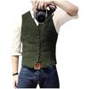 V Neck Men's Suits Vest Casual Classic Formal Business Herringbone Tweed Slim Fit Waistcoat For Wedding Groomsmen