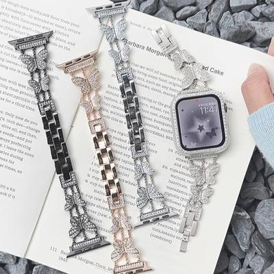 Luxury Butterfly Diamond Band For Apple Watch  42mm 44 45mm 49mm 38mm 41mm 40mm Metal Strap For iWatch Ultra 9 8 7 SE 6 5 4