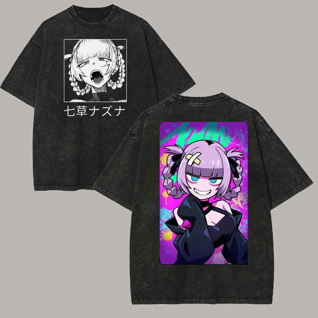 Nazuna Nanakusa Call Of The Night Anime Graphic Men Women Tshirt Vintage Washed Print Crew Neck Cotton Short Sleeve Tees Tops