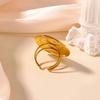 Stainless Steel Flower Ring for Women 18K Gold-plated Anti Fading Open Rings Wedding Imitation Pearl Jewelry Prom Accessories