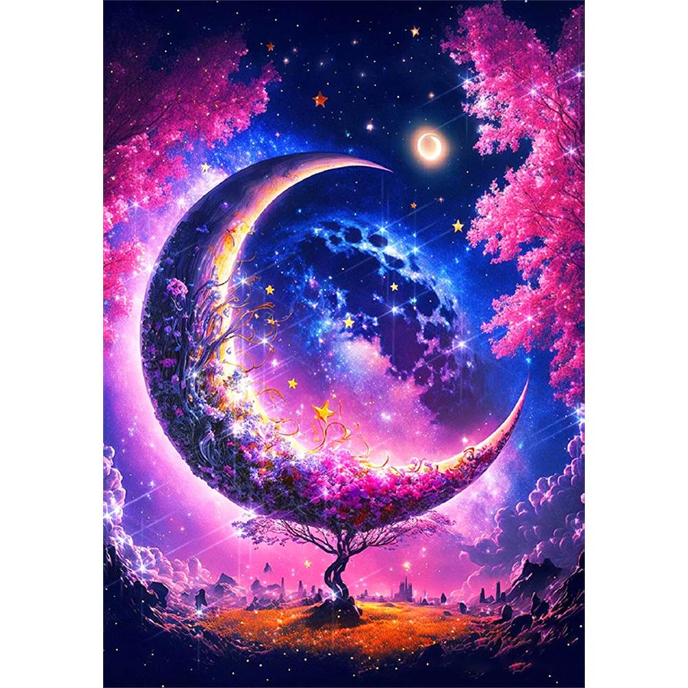 5D Diy Diamond Painting Fantasy Moon Tree Landscape Full Drill Rhinestones Mosaic Embroidery Handmade Products Home Decor Gift