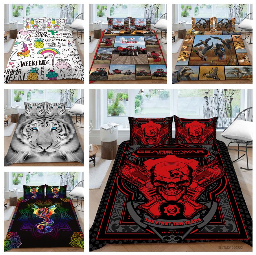 

Комплект постельного белья для дома с 3D-цифровой печатью, комплект постельного белья для спальни и наволочки, полноразмерное украшение для дома в Австралии, ЕС и США