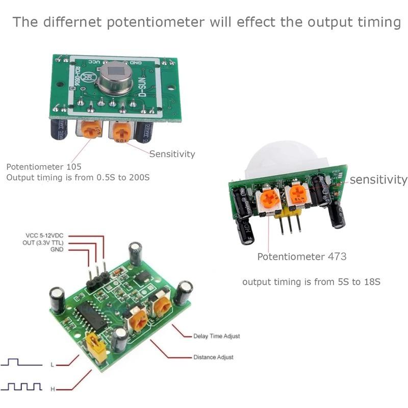 5 Stück HC-SR501 Einstellbarer IR Pyroelektrischer Infrarot PIR Bewegungssensor Detektor Modul für Arduino für Raspberry Pi Kits