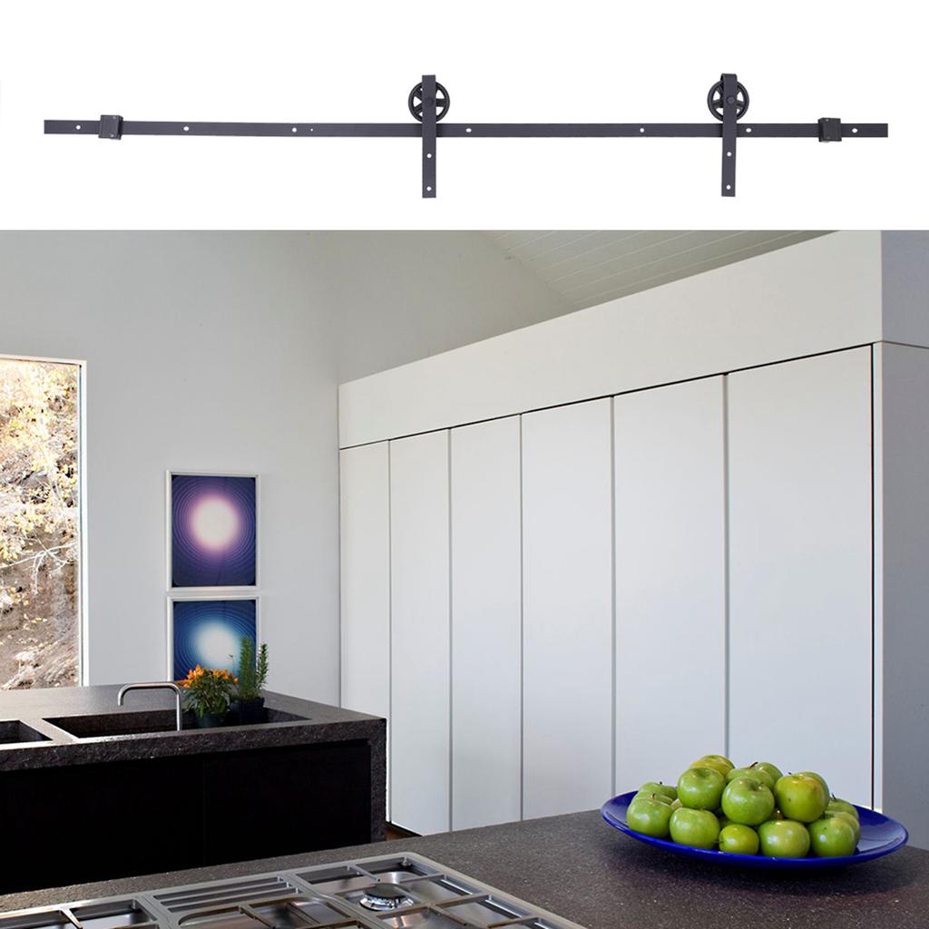 1.83m Einzeltür Rad Schiebetor Scheunentor Holztür Schienenset Schiebetür Beschläge Zubehör für