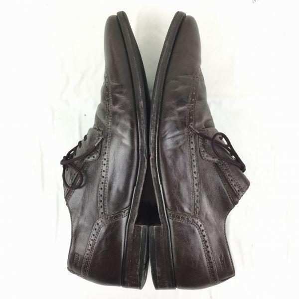 HUGO BOSS Wingtip Leather Business Shoes Brown size 8 26.5(USED)