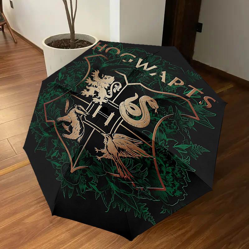 1 ks Deštník s erbem Bradavic - 8 žeber vyztužený, automatické otevírání, lehký a odolný, roztomilý módní doplněk pro venkovní použití, D2702