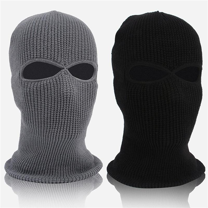 1 berretto invernale in maglia, caldo e morbido, con 2 fori, ideale per sci, motociclismo, esercito, tattico, moda, per uomo e donna.