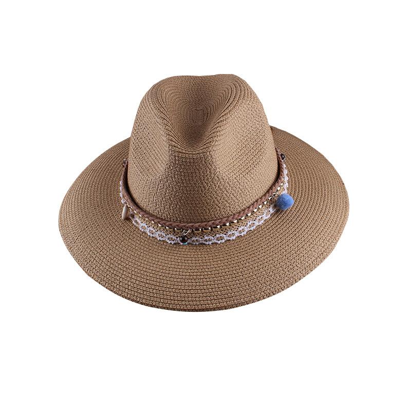 New Women's Fashion Big Eaves Bell Jazz Top Hat Spring and Summer Outdoor Travel Sunscreen Shade Straw Hat