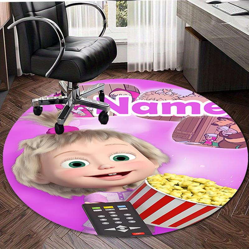 Personalized M-Masha and the Bear Round Chair Office Rug - Perfect for Mat, Office Chair & More - Ideal Gift for Birthdays and Holidays
