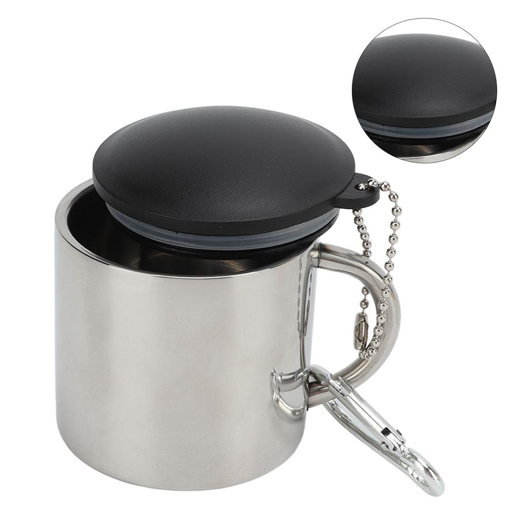 Camping Coffee Mug 110ml Heat Preservation Stainless Steel Teacup with Connection Buckle for