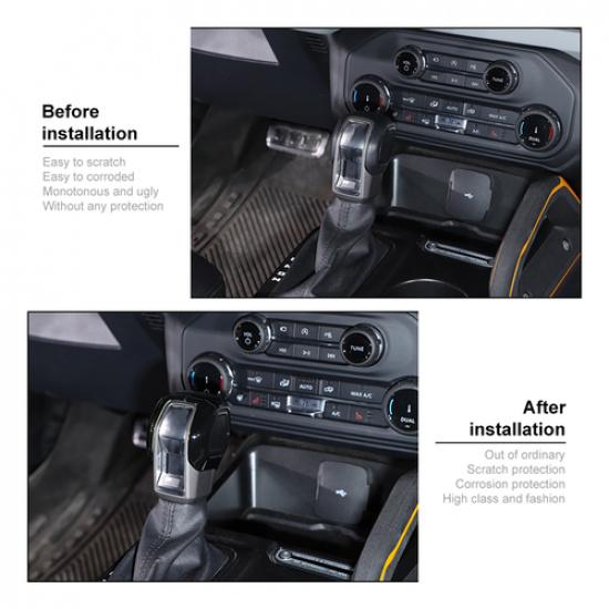 2X Interior Gear Shift Knob Head Cover Decor Trim for Ford Bronco + Black