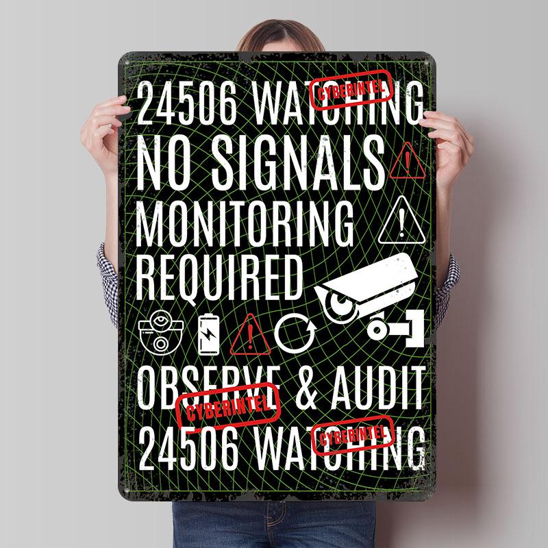 

Cyberintel Surveillance Monitoring Poster Customized Wall Art Vintage Metal Signs Retro Tin Plaque for Man Cave House Decor Room 20x30cm（7.8x11.8inch）