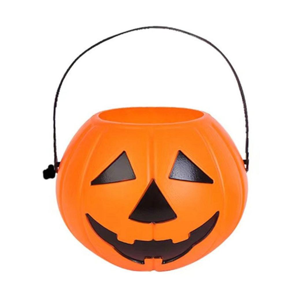 Halloweenská dýňová nádoba Halloweenská dekorace Dýňové vědro s víkem Trojúhelníkové oči Dýňová nádoba Dýňové lucerny