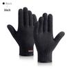 Men's Winter Touchscreen Windproof Knitted Gloves with Leather Wristband - DZ135