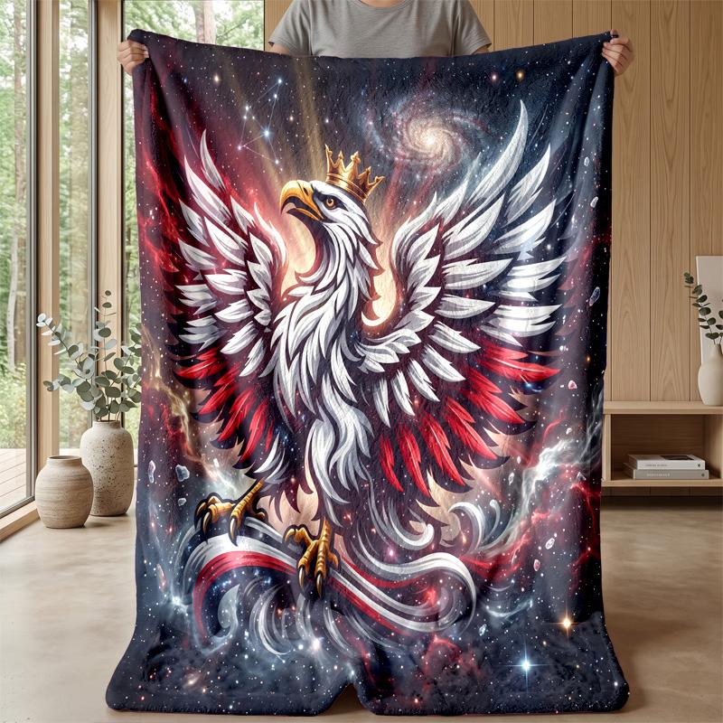 Poland Football Printed Flannel Blanket Skin Friendly Warm Decorative Throw for Indoor Couch Bed Daily Use