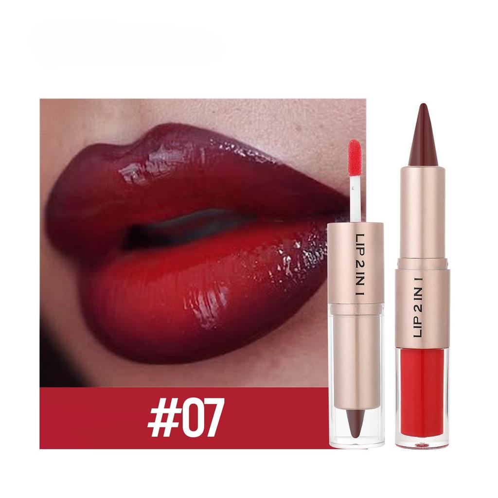 Rossetto Matita Labbra Lucidalabbra Trucco Due in Uno Rossetto Mat Opaco Lucidalabbra Specchio Lucidalabbra