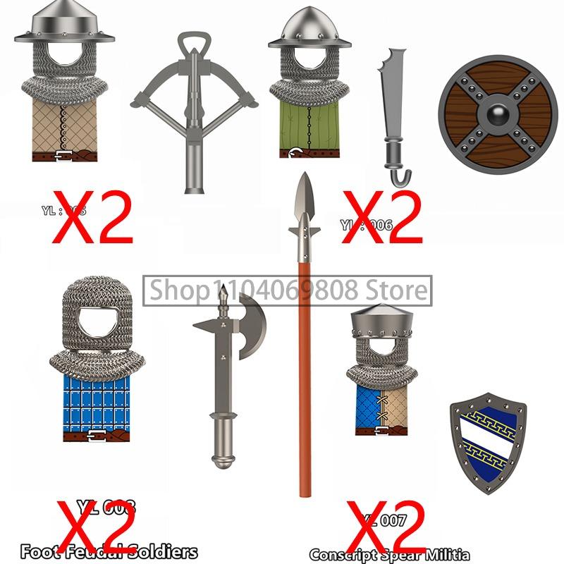 MOC Medieval Military Figures Building Blocks Castle Militia Soldier Dragon Gothic Knight Helmets Swords Shield Bricks Toys N06