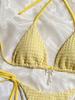 2025 Europäischer & Amerikanischer Damen Sexy Rückenfreier Träger Bikini in Unifarbe