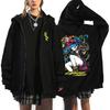 Moda Anime Cyberpunk Edgewalker Estampado Sudadera con Capucha y Cremallera Suave Cómoda Otoño Invierno Manga Larga Cárdigan Deportivo