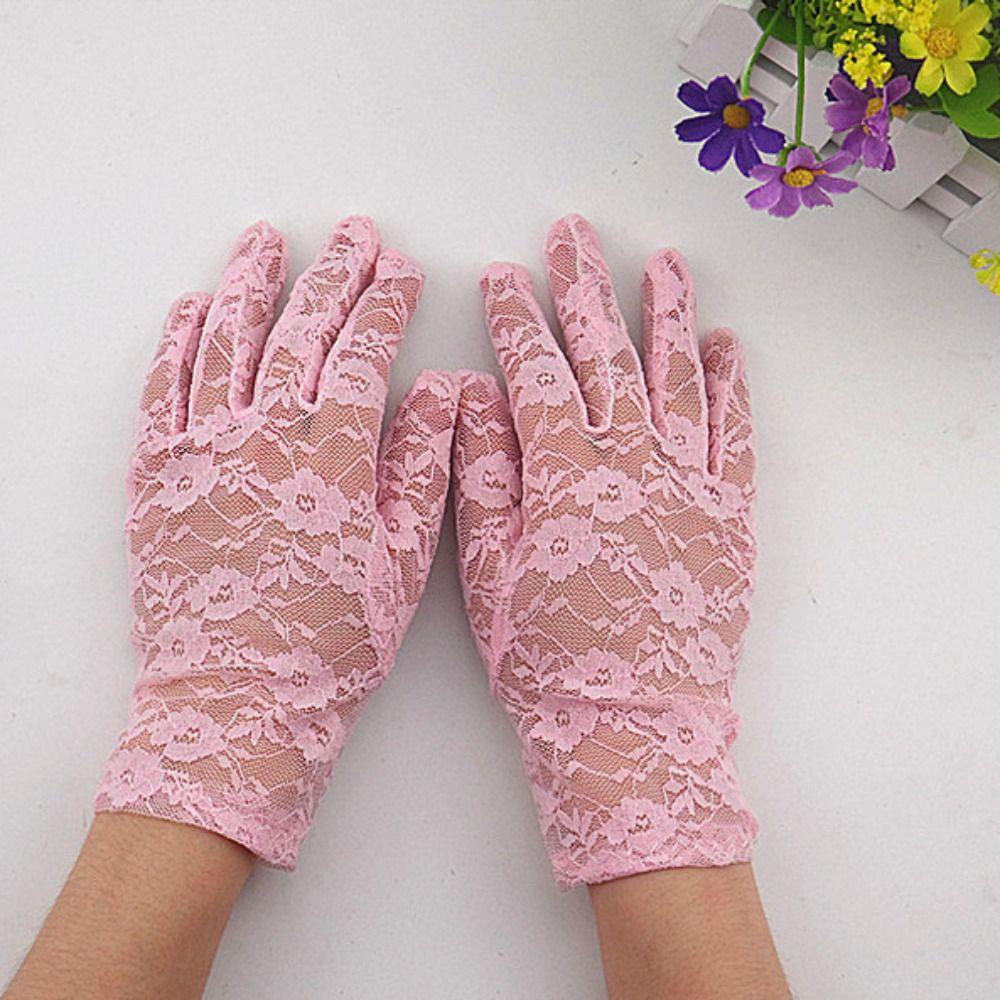 Thin Sunscrean Gloves Sun Protection Mesh Hollow Gloves Lightweight Lace Flower Gloves Riding