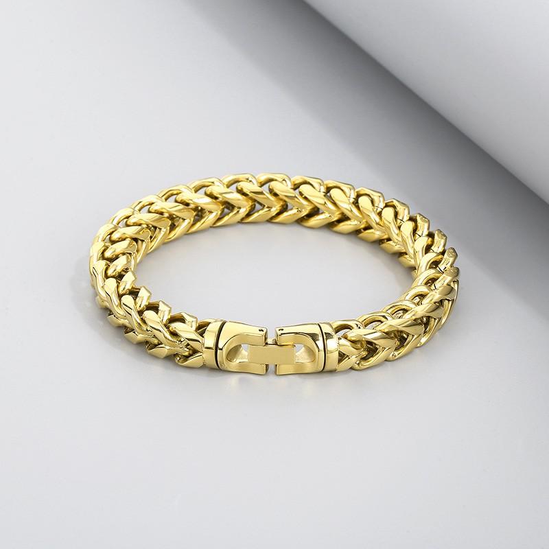 Rainbow Bbracelet 10mm Hip Hop Herringbone Chain Bracelet for Men Rock 316L Stainless Steel Multicolour Motorcycle Party Jewelry